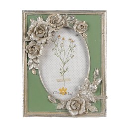 Clayre & Eef Fotolijst 10x15 cm Zilverkleurig Polyresin Bloemen