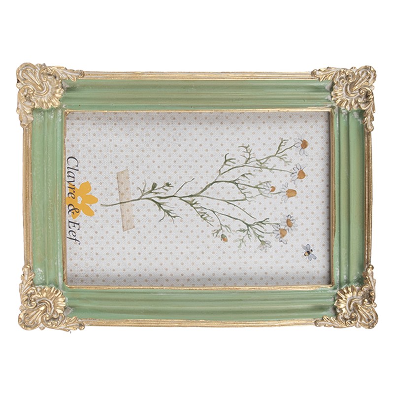 Clayre & Eef Photo Frame 10x15 cm Green Polyresin