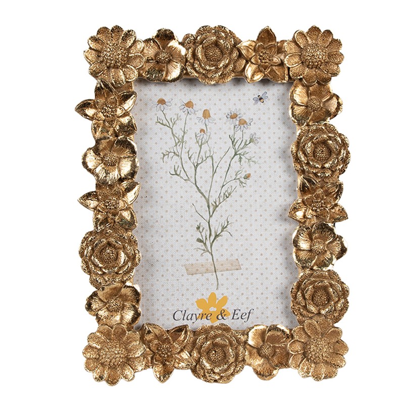 Clayre & Eef Bilderrahmen 10x15 cm Goldfarbig Polyresin