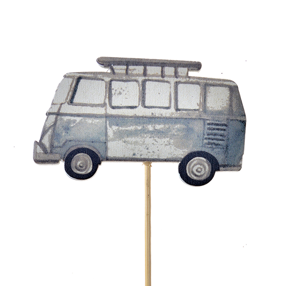 Clayre&Eef Plantensteker Bus 27 cm Grijs Hout afbeelding