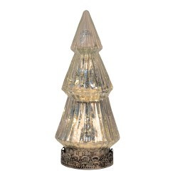 Clayre & Eef Weihnachtsdekoration mit LED-Beleuchtung Weihnachtsbaum Ø 7x16 cm Silberfarbig Glas