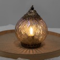 Clayre & Eef LED Lantaarn Ø 15x19 cm Koperkleurig Glas