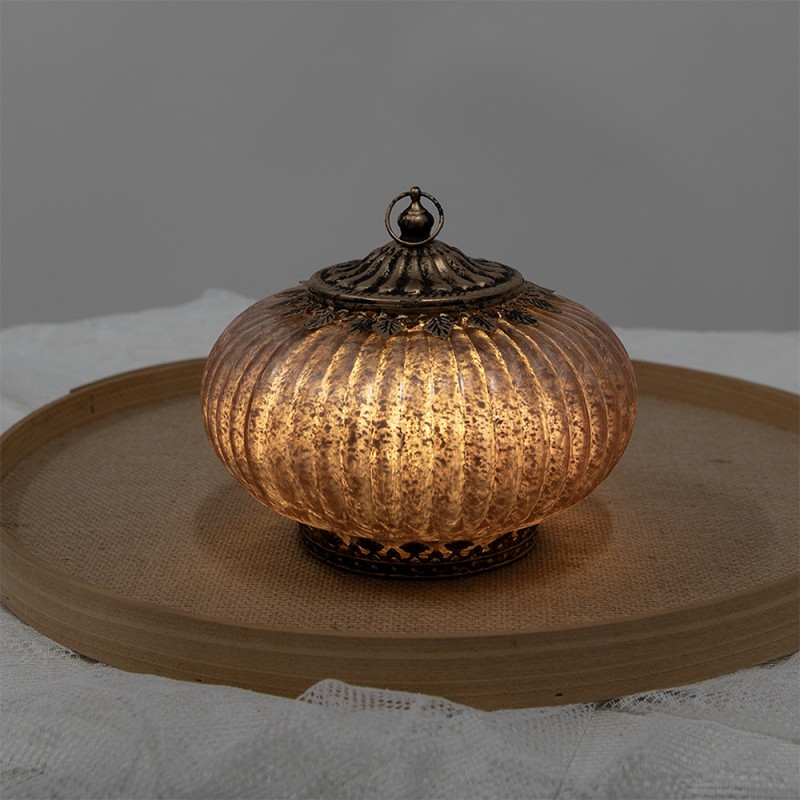 Clayre & Eef LED Laterne Ø 17x14 cm Rosa Glas