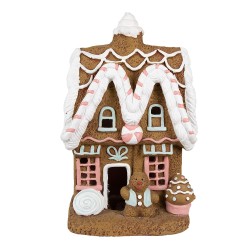 Clayre & Eef Maison en pain d'épices avec LED 39 cm Marron Oxyde de magnésium (MGO)