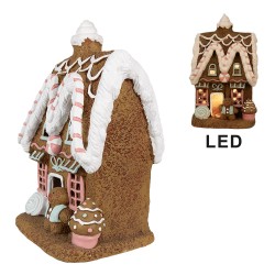 Clayre & Eef Maison en pain d'épices avec LED 39 cm Marron Oxyde de magnésium (MGO)
