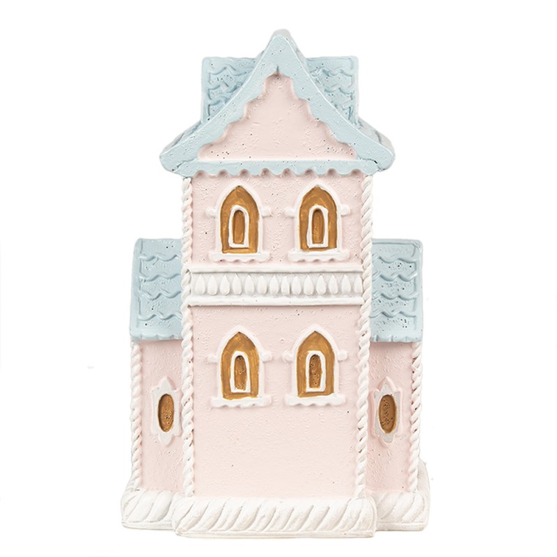 Clayre & Eef Gingerbread house with LED 10x8x16 cm Pink Plastic