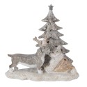Clayre & Eef Figurine Animals 16x10x15 cm LED Grey Beige Polyresin Animals