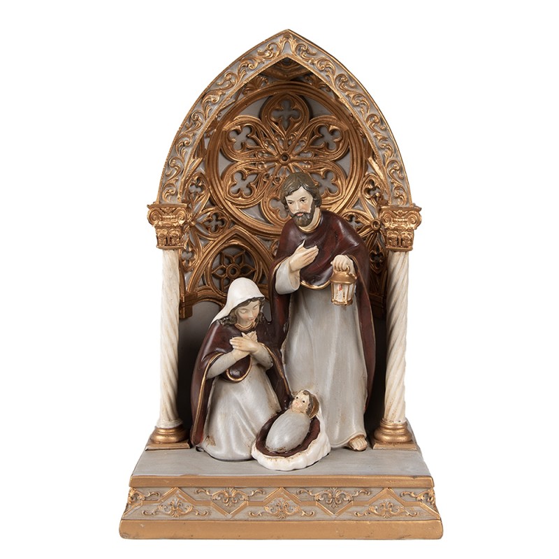 Clayre & Eef Decorazione natalizia con illuminazione a LED Presepe 16x11x24 cm Color oro Poliresina