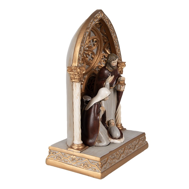 Clayre & Eef Decorazione natalizia con illuminazione a LED Presepe 16x11x24 cm Color oro Poliresina