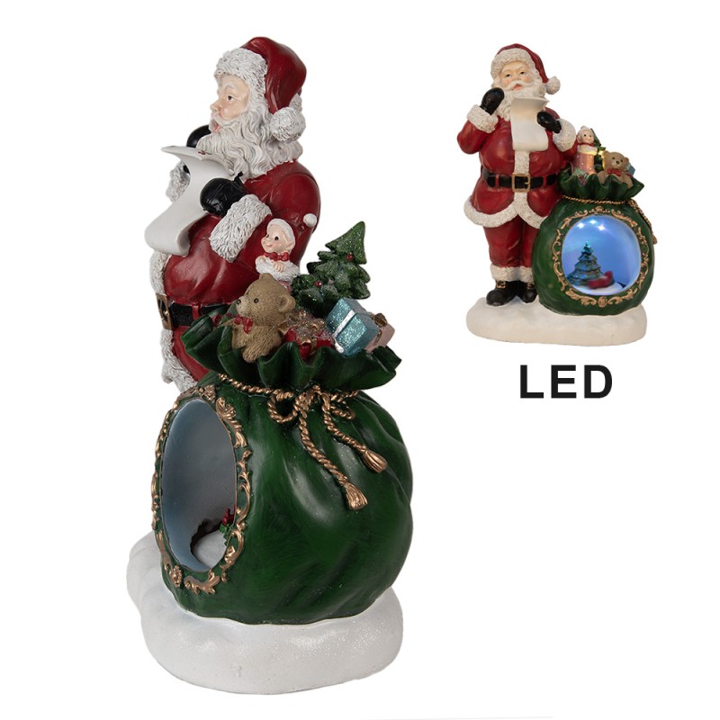 Clayre & Eef Music box Santa Claus 26x16x36 cm Red Polyresin
