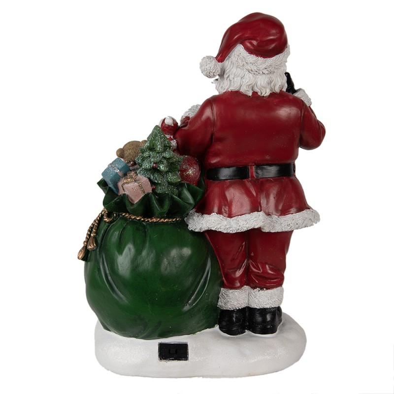 Clayre & Eef Music box Santa Claus 26x16x36 cm Red Polyresin