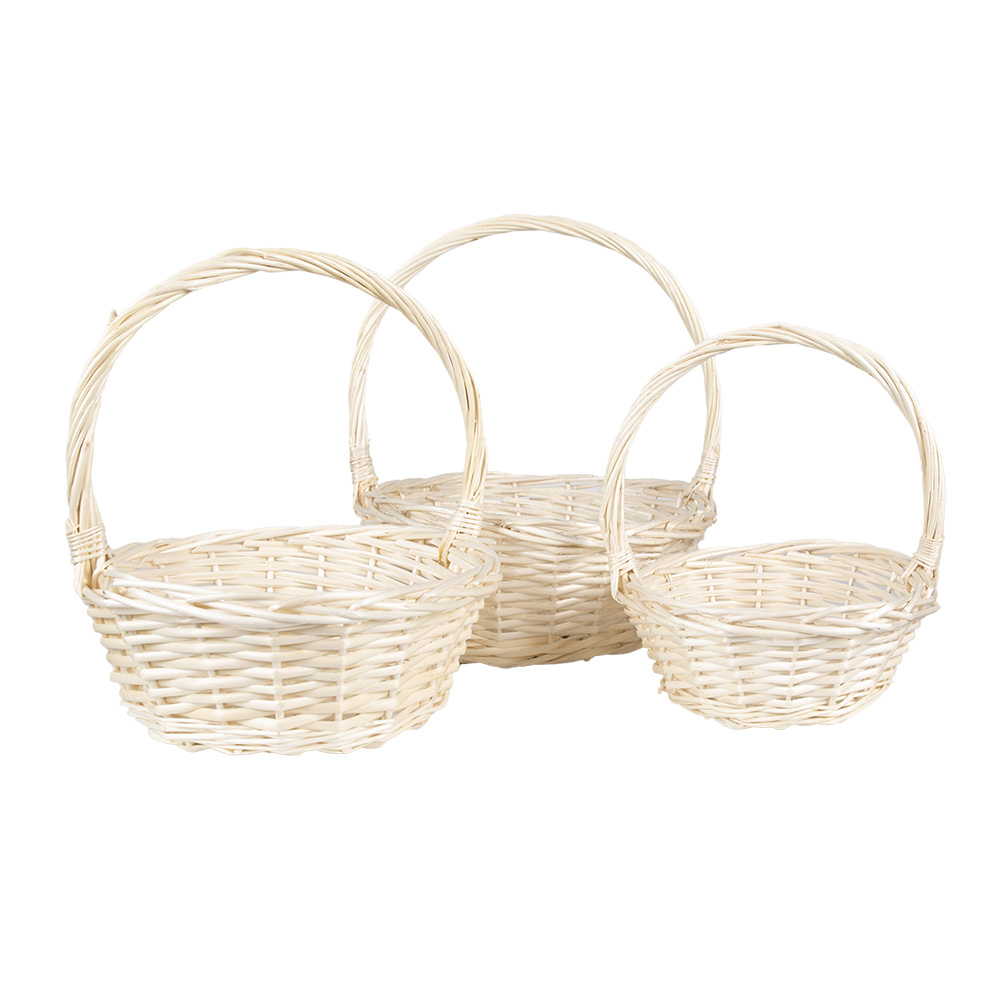 Clayre&Eef Opbergmand Set van 3Ø 33 / Ø 27 / Ø 22 cm Beige Rotan afbeelding