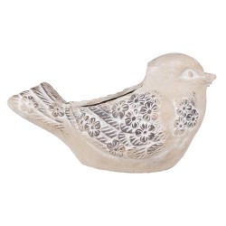 Clayre & Eef Fioriera Uccello 25x14x14 cm Beige Pietra