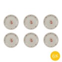 Clayre & Eef Ontbijtbord  set van 6 stuks  Ø 20 cm Beige Roze Keramiek Rond Rozen Bord