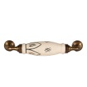Clayre & Eef Handgreep  set van 6 stuks  17 cm Wit Goudkleurig Ijzer Keramiek Handgreep Keuken