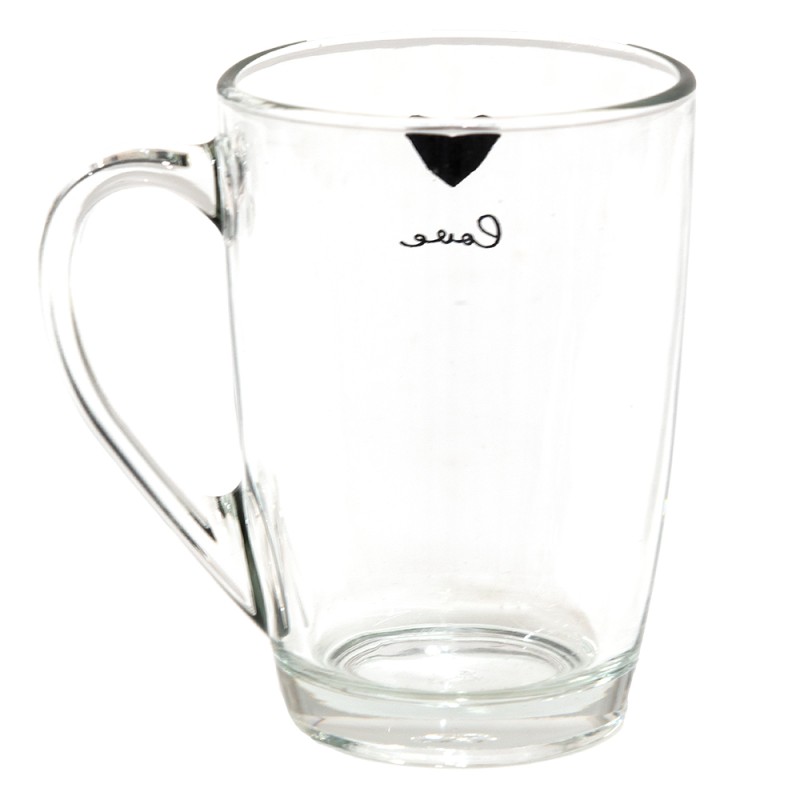 Clayre & Eef Theeglas  set van 6 stuks  300 ml Glas Hart Love Theemok