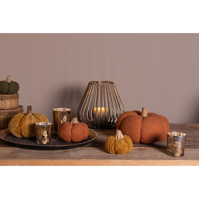 Clayre & Eef Decorazione Zucca 13 cm Giallo Arancione Tessuto