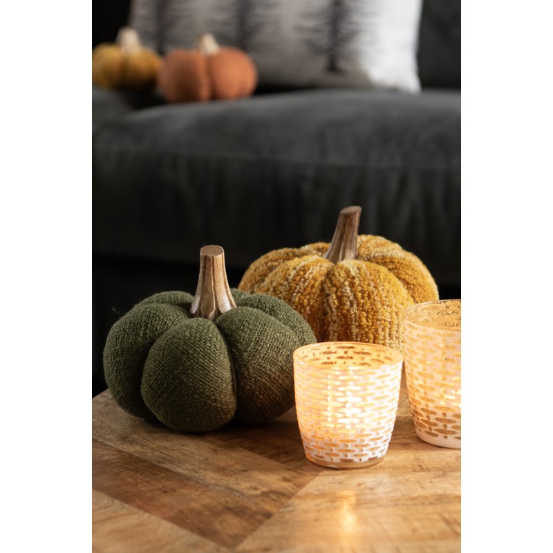 Clayre & Eef Decorazione Zucca 13 cm Giallo Arancione Tessuto
