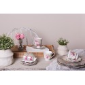 Clayre & Eef Speiseteller Ø 28 cm Grün Keramik Rund Blumen