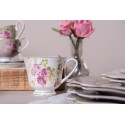 Clayre & Eef Cup and Saucer 200 ml White Porcelain Round Flowers
