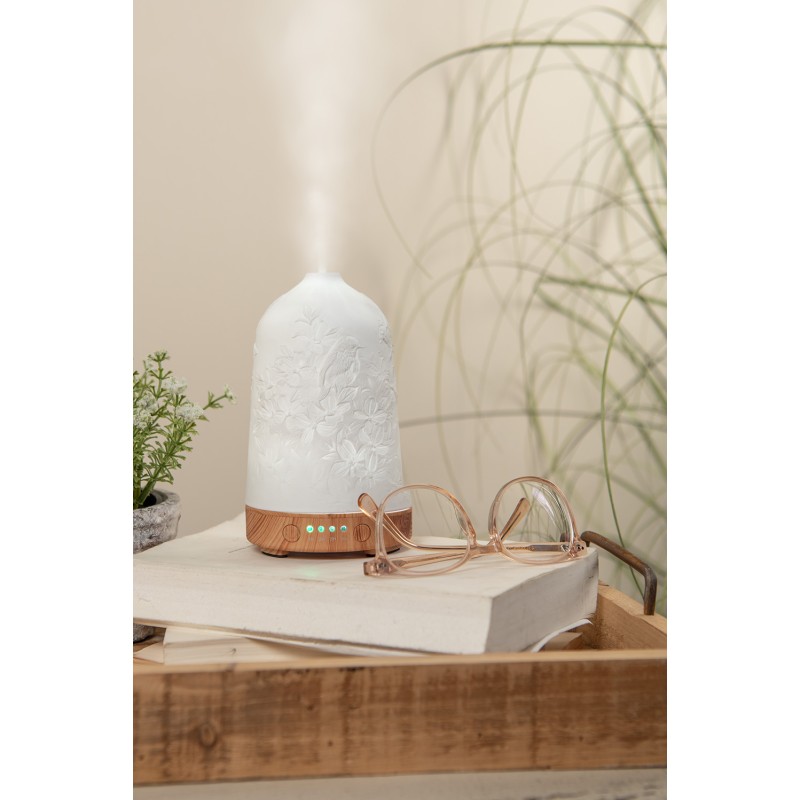 Clayre & Eef Aroma diffuser Ø 9x17 cm Wit Porselein Vogels