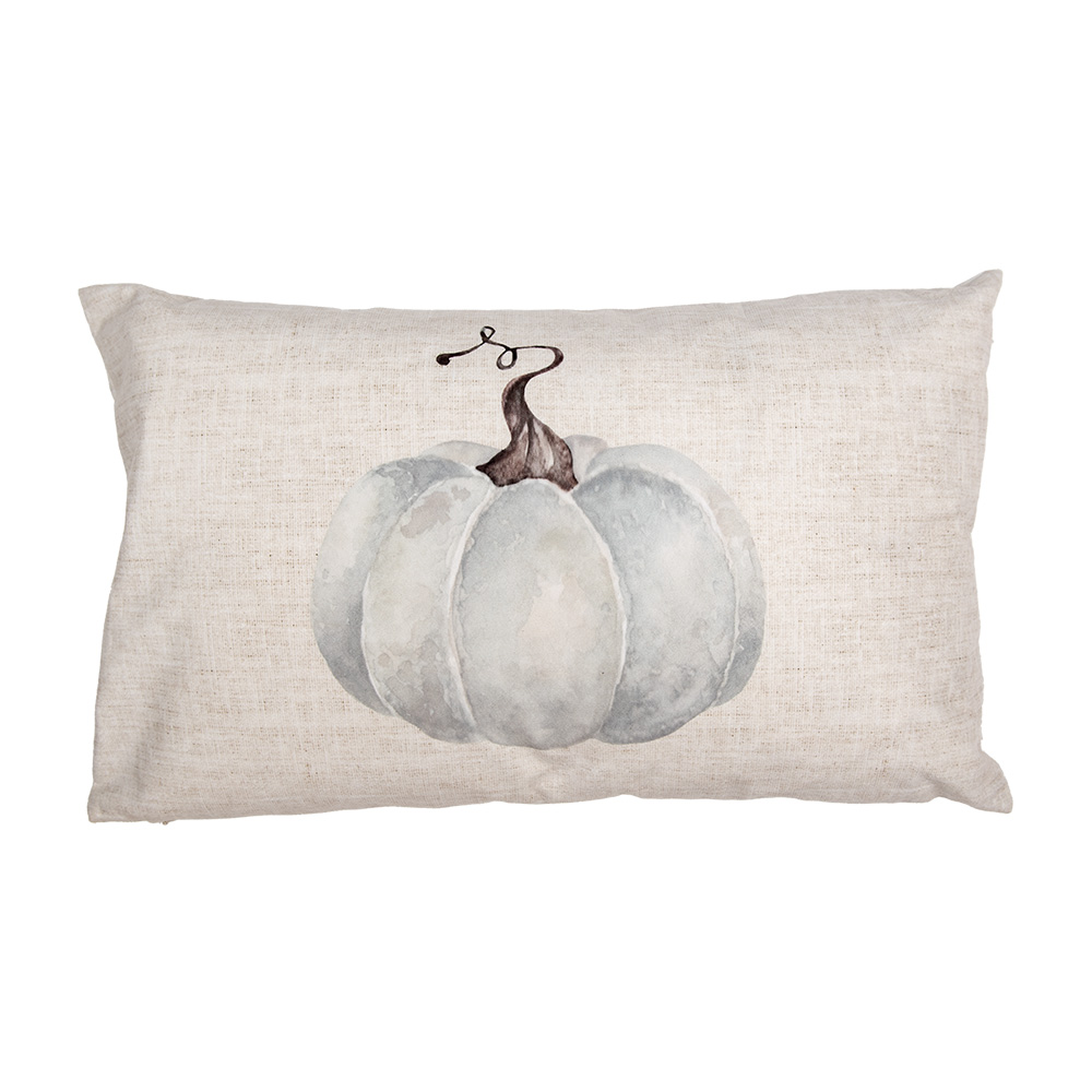 Clayre & Eef Kussenhoes 30x50 cm Beige Grijs Polyester Pompoen afbeelding
