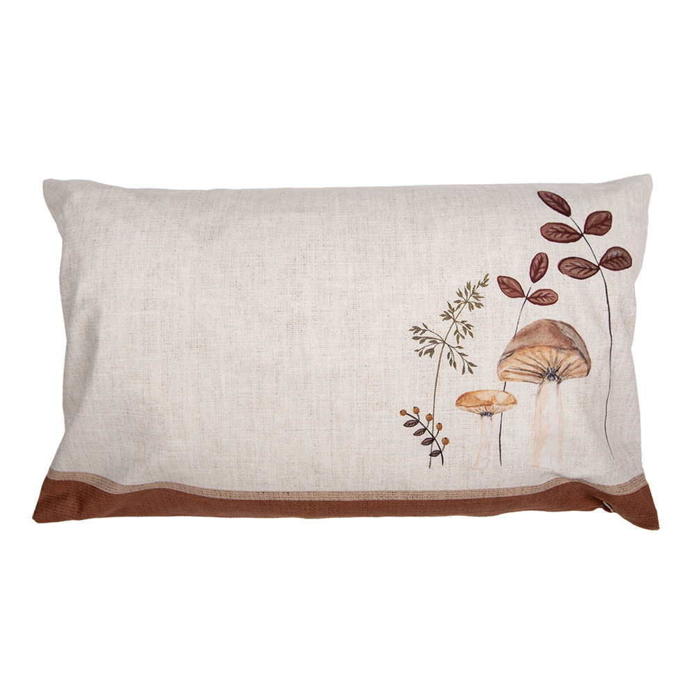 Clayre&Eef Kussenhoes 30x50 cm Beige Polyester Paddenstoelen