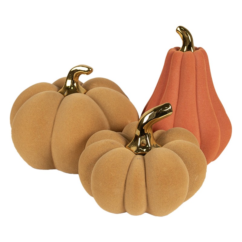 Clayre & Eef Decorazione Zucca Ø 18x14 cm Giallo Ceramica