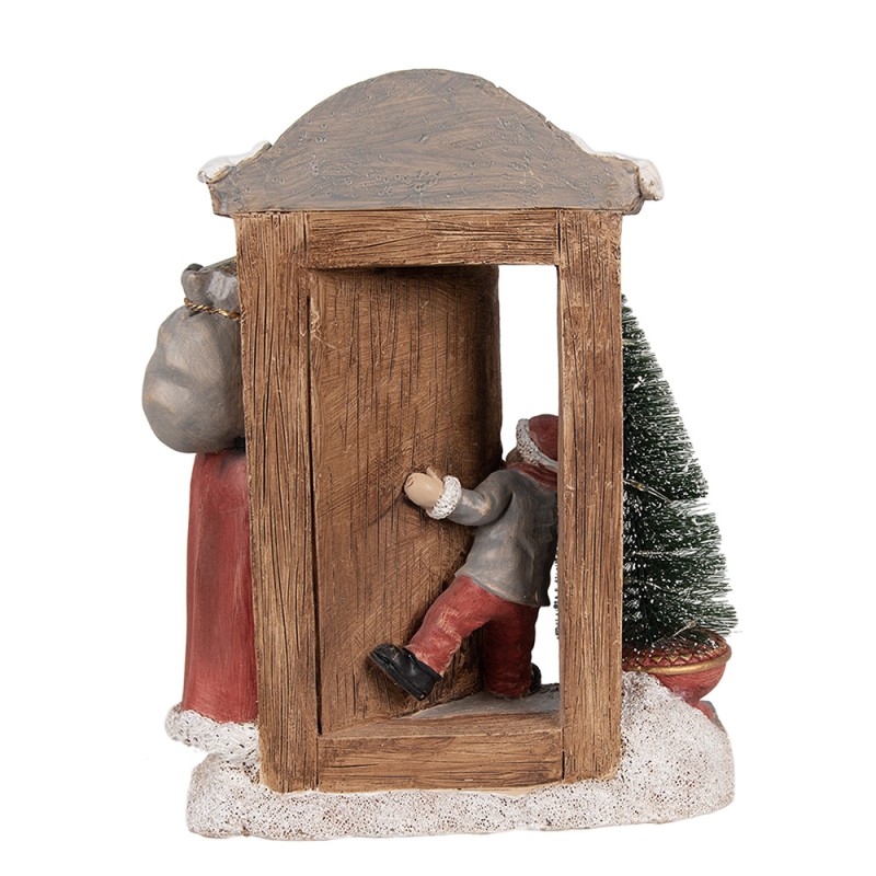 Clayre & Eef Weihnachtsdekoration mit LED-Beleuchtung Weihnachtsmann 18x8x22 cm Rot Braun Polyresin