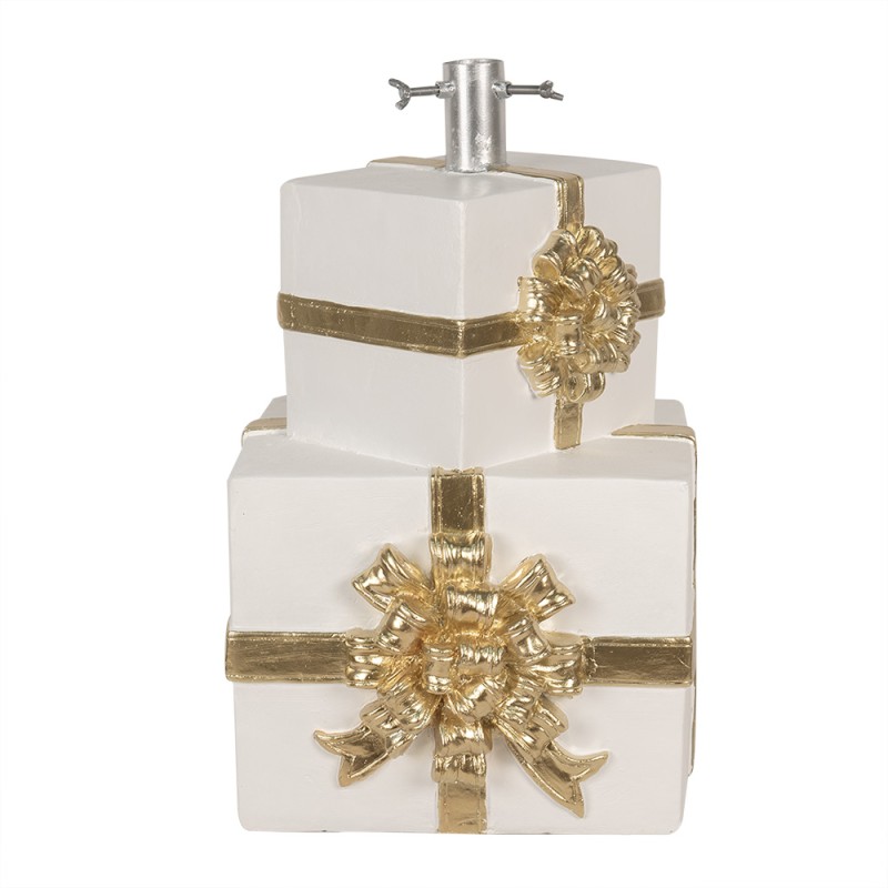 Clayre & Eef Pied de sapin de Noël  Cadeau 30x28x48 cm Blanc Cuir artificiel Métallique