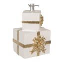 Clayre & Eef Pied de sapin de Noël  Cadeau 30x28x48 cm Blanc Cuir artificiel Métallique