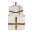 Clayre & Eef Pied de sapin de Noël  Cadeau 30x28x48 cm Blanc Cuir artificiel Métallique