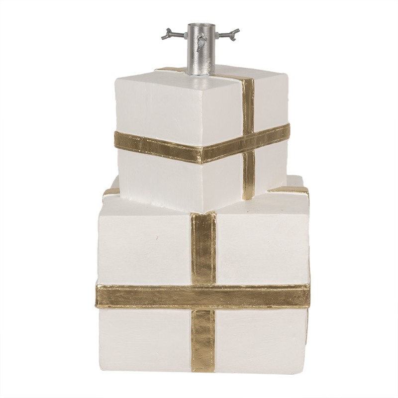 Clayre & Eef Pied de sapin de Noël  Cadeau 30x28x48 cm Blanc Cuir artificiel Métallique