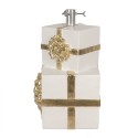 Clayre & Eef Pied de sapin de Noël  Cadeau 30x28x48 cm Blanc Cuir artificiel Métallique