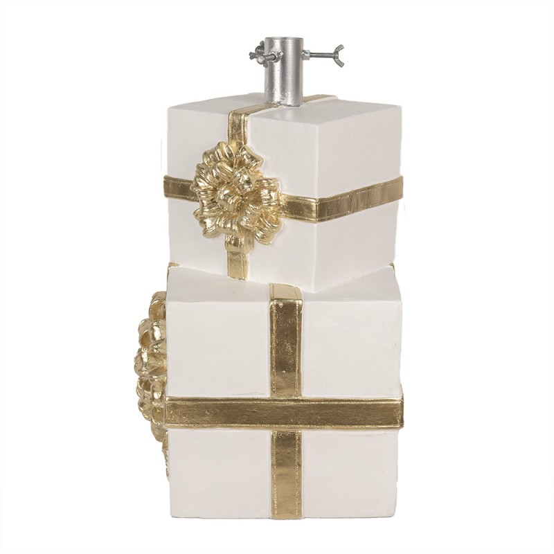 Clayre & Eef Pied de sapin de Noël  Cadeau 30x28x48 cm Blanc Cuir artificiel Métallique
