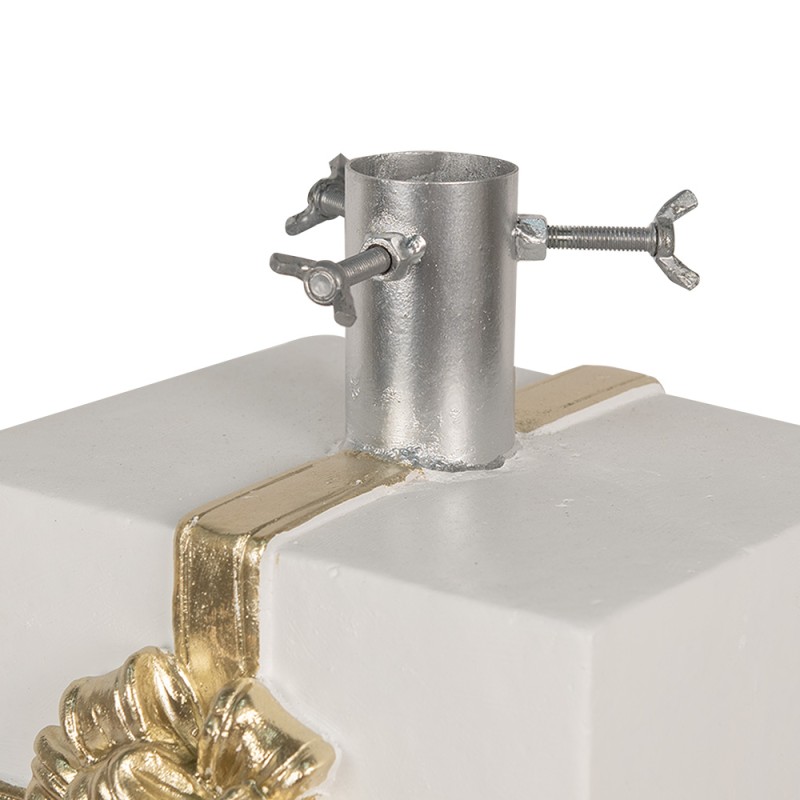Clayre & Eef Pied de sapin de Noël  Cadeau 30x28x48 cm Blanc Cuir artificiel Métallique