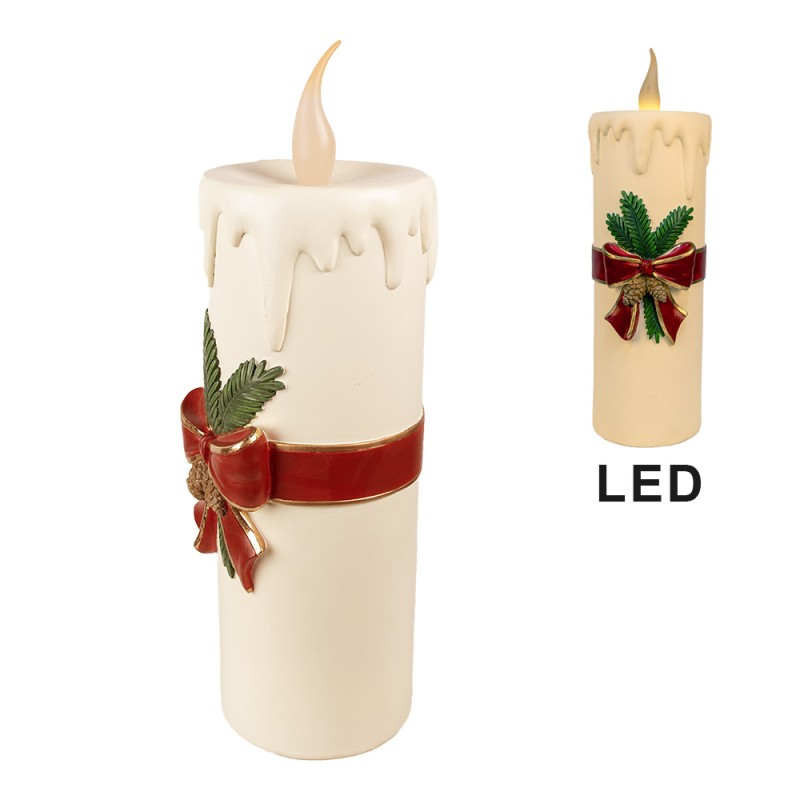 Clayre & Eef Weihnachtsdekoration mit LED-Beleuchtung 18x20x56 cm Weiß Kunststoff