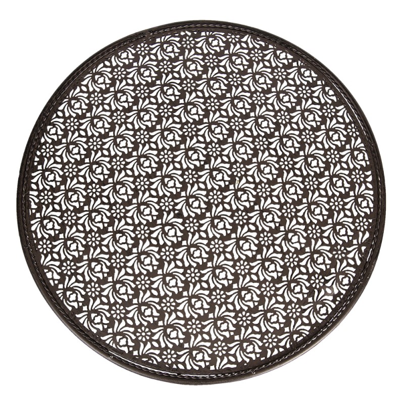 Clayre & Eef Set da bistrot Tavolo da bistrot Sedia da bistrot 3 pezzi Ø 60x70 Marrone Ferro