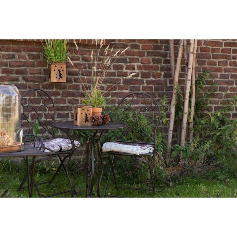 Clayre & Eef Set da bistrot Tavolo da bistrot Sedia da bistrot 3 pezzi Ø 60x70 Marrone Ferro