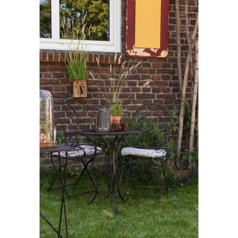 Clayre & Eef Bistro Set Bistro Table Bistro Chair Set of 3 Ø 60x70 Brown Iron
