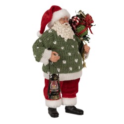 Clayre & Eef Kerstdecoratie Beeld Kerstman 27 cm Groen Rood Kunststof