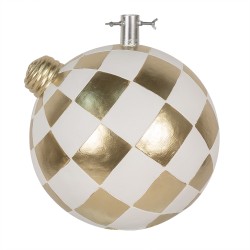 Clayre & Eef Kerstboom Standaard 42x42x44 cm Wit Goudkleurig Keramisch materiaal
