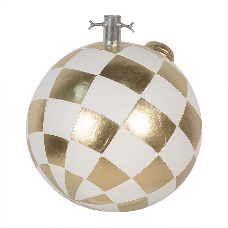 Clayre & Eef Kerstboom Standaard 42x42x44 cm Wit Goudkleurig Keramisch materiaal