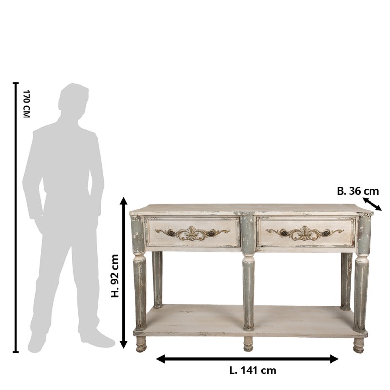 Clayre & Eef Beistelltisch 141x36x92 cm Grau Holz