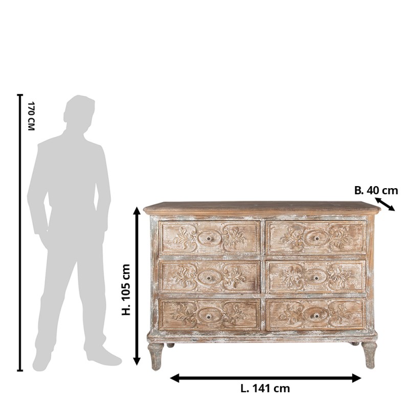 Clayre & Eef Credenza 141x40x105 cm Beige Legno