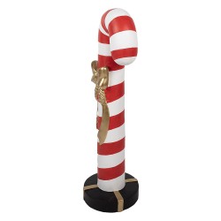 Clayre & Eef Statuetta decorativa di Natale Bastoncino di zucchero 34x28x91 cm Rosso Bianco  Plastica