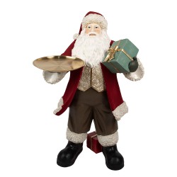 Clayre & Eef Statuetta decorativa di Natale Babbo Natale 56x50x91 cm Rosso Plastica
