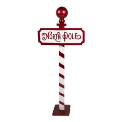 Clayre & Eef Cartello Natale Segno 46x18x110 cm Rosso Bianco Metallo