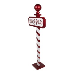 Clayre & Eef Cartello Natale Segno 46x18x110 cm Rosso Bianco Metallo