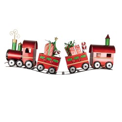 Clayre & Eef Christmas Decoration Train 140x24x52 cm Red Metal